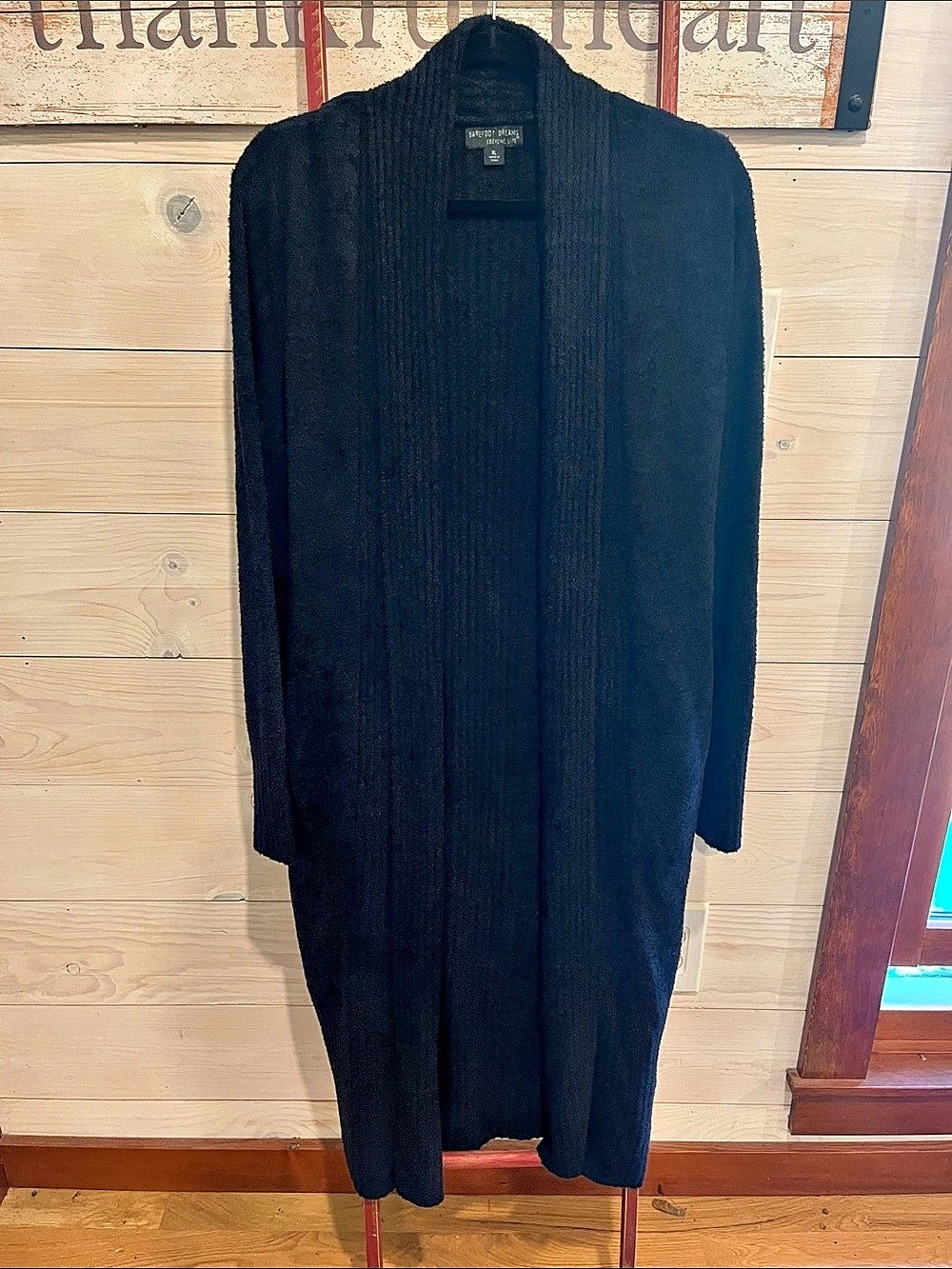 Barefoot Dreams CozyChic Lite Long Cardigan Charcoal Black XL